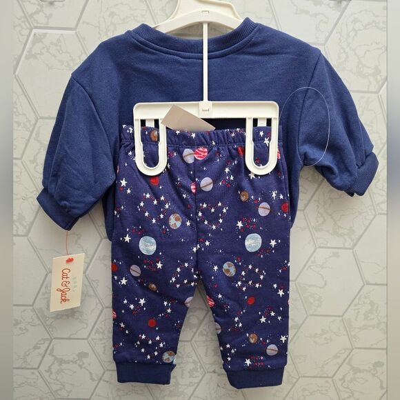 Baby Girl's Cat & Jack Fleece Universe Stars Planet Sweatshirt & Joggers Set - Picture 2 of 10